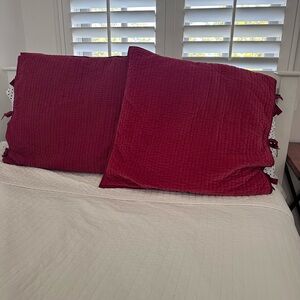 pottery barn. set of 2 red Quilted Pillow Shams